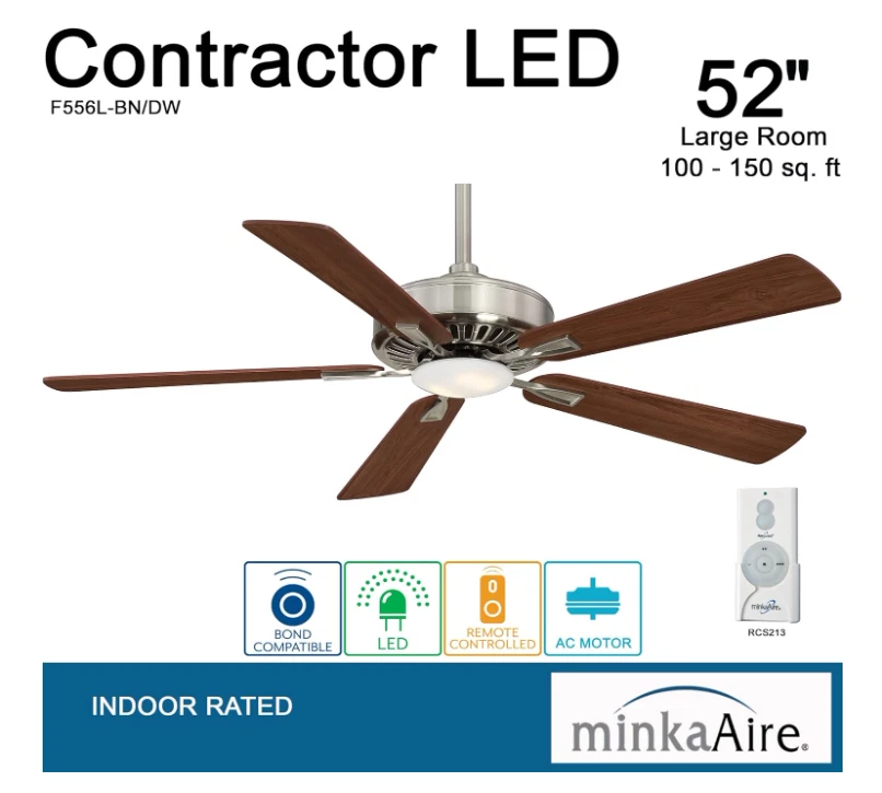Minka Aire LED 52" Ceiling Fan F556L-BN/DW Brushed Nickel, Dark Walnut blades - Image 4 of 4