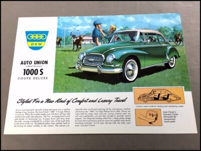 1960 Auto Union 1000S Coupe Deluxe Audi Vintage 1-page Car Brochure Leaflet