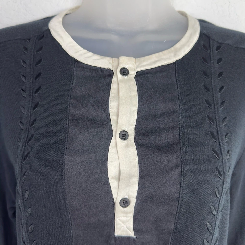 Camisa Just Cavalli Mujer 50 Negro Seda Bordada Boho Diseñador Y2K Henley Foto 4 de 4