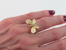 14k Solid Yellow Gold Butterfly Ring
