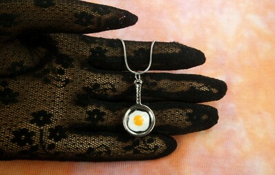 Fried Egg in Frying Pan Necklace or Earrings, Sunny Side Up Breakfast Food Gift