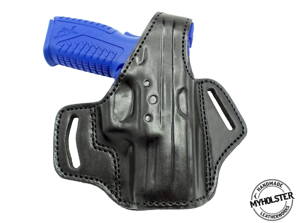 OWB Thumb Break Leather Belt Holster Fits Springfield XDM 9mm 3.8" - Image 2 of 2