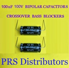 100uF 100 Volt BIPOLAR Capacitor BASS BLOCKER SPEAKER TWEETER CROSSOVER 2 Pieces