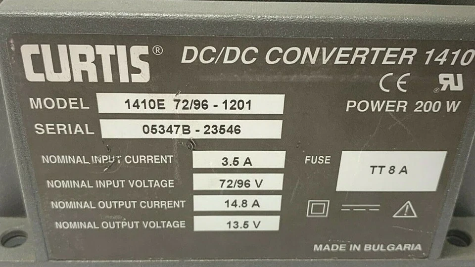 NEW CURTIS 1410E 72/96-1201 DC/DC CONVERTER, 200W 3.5A, TT8A FUSE - Image 4 of 4