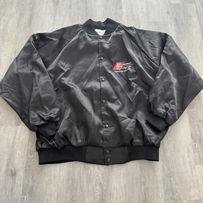 VINTAGE MICROSYSTEMS TECHNOLOGY Computer Jacket Black Promo Satin Bomber XXL
