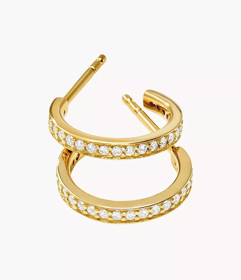 Mini brincos de argola Huggie folheados a ouro 14k Michael Kors Mercer Link - Imagem 2 de 3