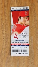 ANGELS 2018 Baseball Shohei Ohtani Pictured Hitter Full Ticket Stub 8/28/18 Mint