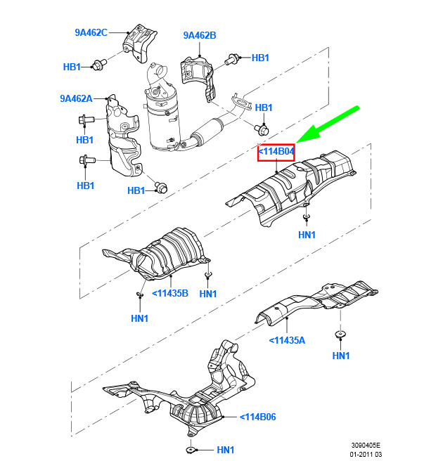 FORD MONDEO MK4 Auspuff-Hitzeschild 6G91-U114B04-AF 1418163 NEUES  