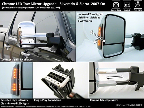 07-13 Silverado Tow Mirrors Turn Signal Tow  With Heat Chrome