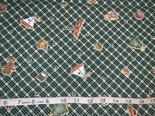 NEW Daisy Kingdom Tossed Toys Green Plaid 100 Cotton Sold by 1/2 Yard