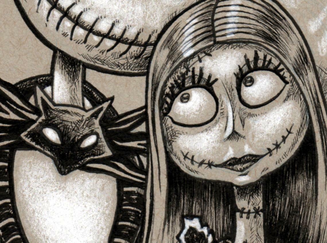 Jack Bazel 絵 Jack Skellington Sally Zero Nightmare Before Christmas Art