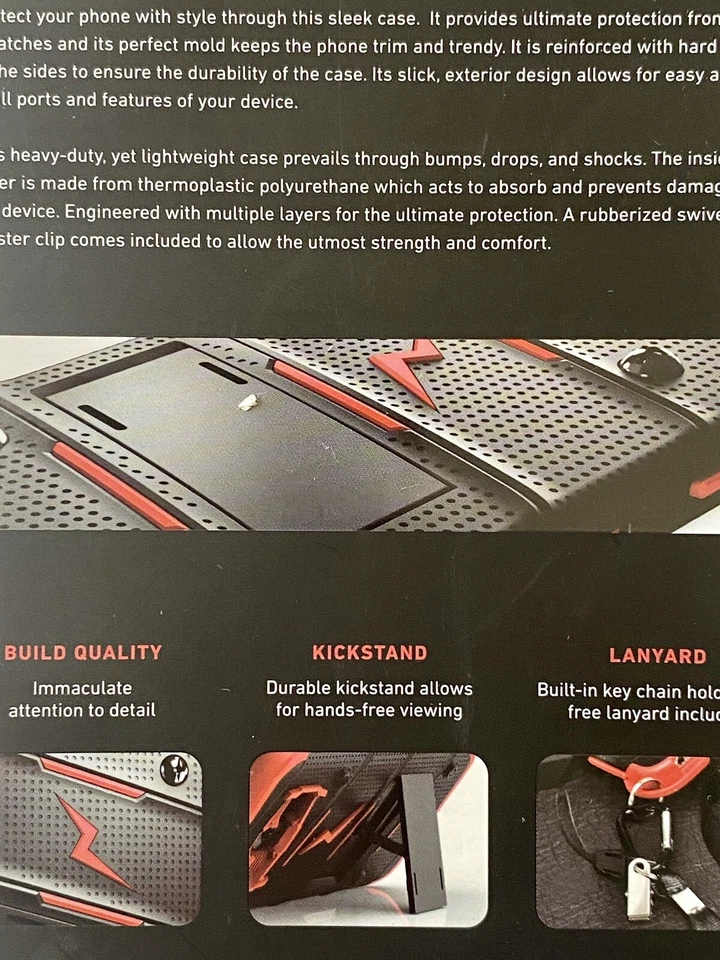 Funda ZIZO BOLT Galaxy S7 NEGRA con Protector de Cristal, Pata de Cabra, Funda, Cordón Foto 3 de 4