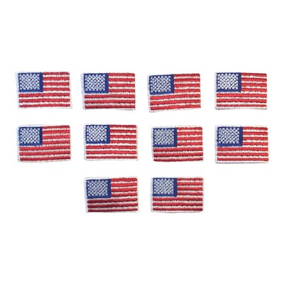 USA US AMERICAN FLAG EMBROIDERED SMALL 1.5'' IRON ON BACKING PATCHES - LOT OF 10 