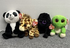 Ty Beanie Babies Peaches Giraffe George Gorilla Turbo Turtle Panda Lot 6" Plush