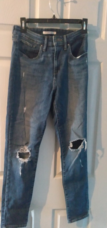 Levi's 721 Jeans Women's Size 28 High Rise Skinny Blue Denim 5 Pocket Distressed