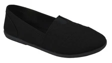 Soda Flat Women Shoe Linen Canvas Slip On Loafers Memory Foam Gel All Black OBJI