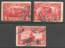 US Scott Q4,Q5,Q6 Parcel Post stamps Used