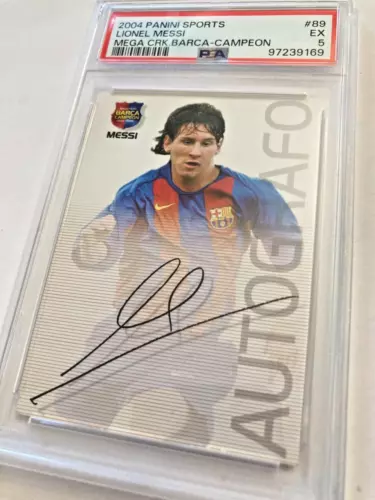 2004 PANINI SPORTS MEGA CRACKS BARCA #89 LIONEL MESSI ROOKIE RC PSA 5