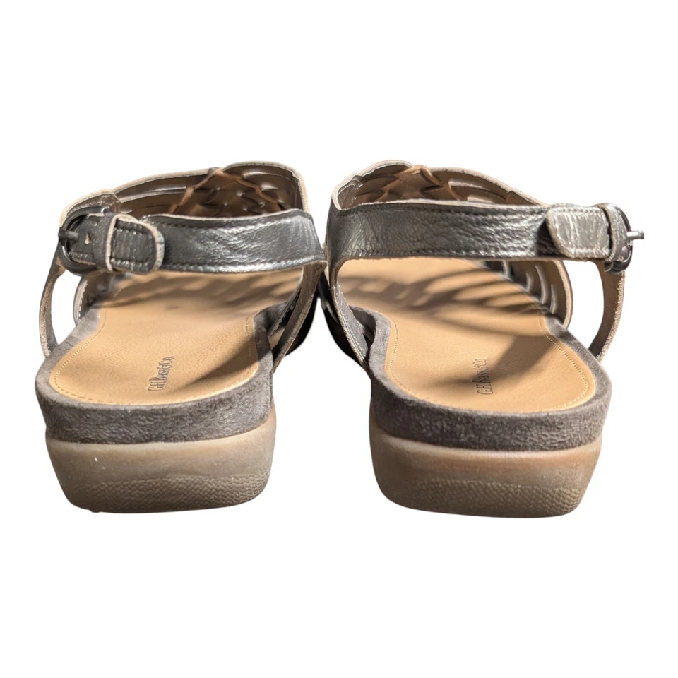 G.H. Sandalias Bass & Co Kat metálicas plateadas con correa al tobillo de cuero tejido talla 8,5 M Foto 4 de 4