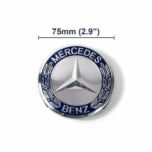 SET OF 4 Classic Blue Silver Mercede s Benz 75MM Wheel Rims Cover Hub Caps AMG - Foto 3 di 3