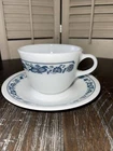 Vintage Pyrex Old Town Cup & Saucer USA Blue Onion Coffee Tea