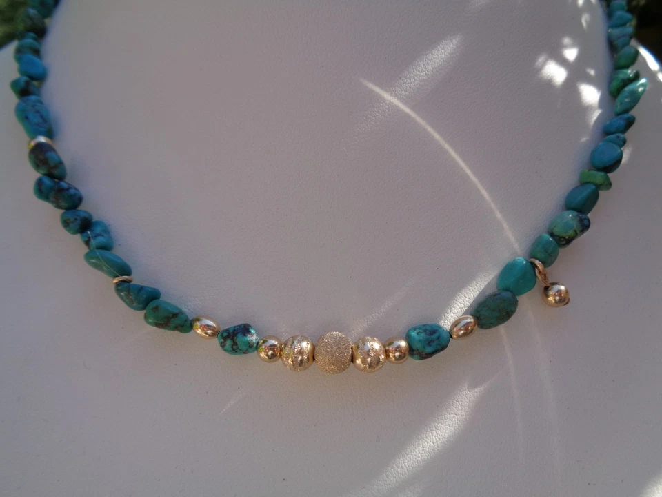 Türkis Kette, in Gold Filled, edles Design - Bild 2 von 4