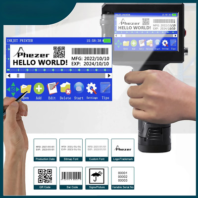 P15 QR Bar Batch Code Date Number Logo Expiry Date Label Printer 12.7mm Handheld