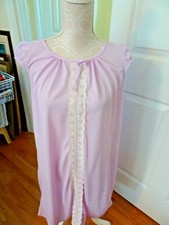    Vintage Figurfit Nightgown -Nylon-Fitted-Lavender-Lace Inset-EUC