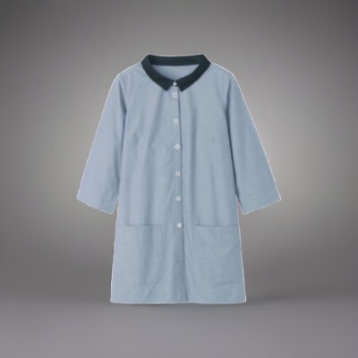 Toast longline Artisan Smock Blue Grey Tunic Navy Collar Pockets Relaxed 10-12