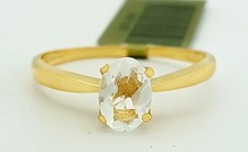 GENUINE 1.08 Cts WHITE SAPPHIRE SOLITAIRE RING 10K GOLD - Free Certificate - NWT