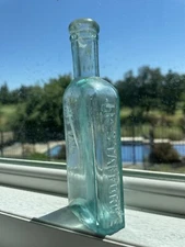 DR J.R. STAFFORD'S OLIVE TAR PONTIL NEW YORK Blue MEDICINE Bottle