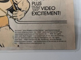 Pubblicit&agrave; WWF WrestleMania Hulk Hogan 1988 - Gioco Nintendo NES e VCR 6,5x5" laminato