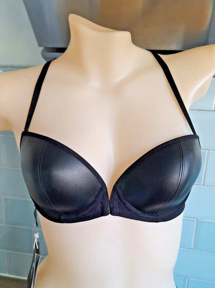 Marlies Dekkers Negro EcoCuero Preformado U/W Racerback Cierre Frontal 32C Foto 3 de 4