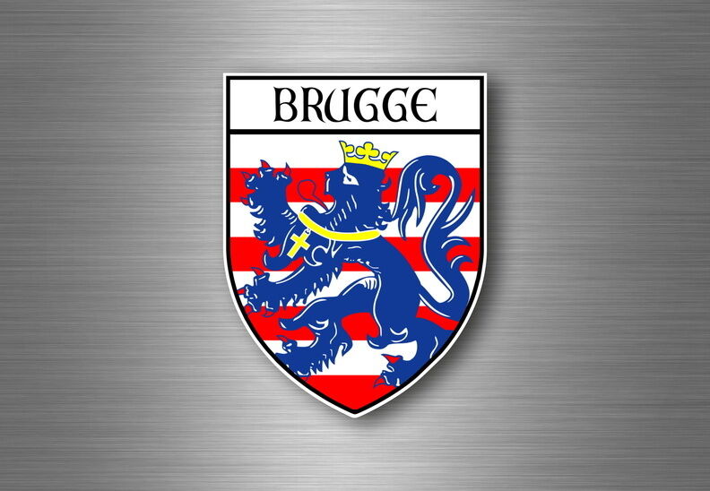Sticker decal souvenir car coat of arms shield city flag belgium bruges