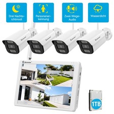 5MP IP Überwachungskamera Set AUßEN Videoüberwachung Monitor Funk WLAN 1TB HD