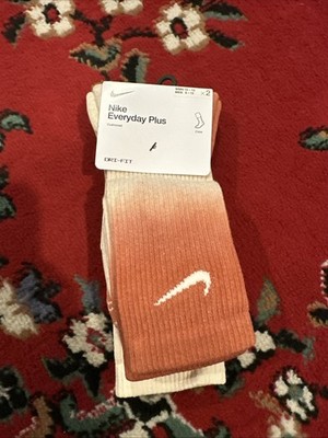 Nike Crew Socks Everyday Plus Cushioned Dip Dye Brown Combo Two Pair Men s L8-12