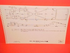 1951 1952 Buick Special 40 Convertible Riviera Coupe Sedan Frame Dimension Chart