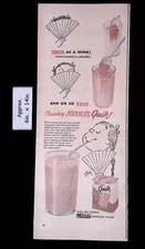 1953 NESTLE'S QUIK DELICIOUS CHOCOLATE FLAVOR, IN MILK OH SO GOOD Print Ad 53796