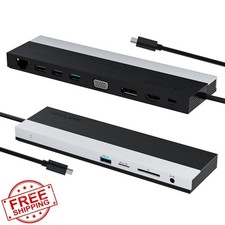 WAVLINK USB C Docking Station, 3 Monitors, HDMI DP VGA, PD 100W, Ethernet