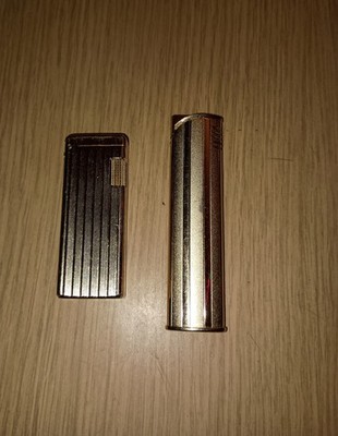 Vintage Gld Tone Lighter JJJ Squire And Calibri Japan Gas Lighters Broken As-is