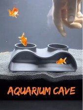 Aquarium Cave Hideout 3D Printed Fish Tank Shelter, Dual Opening Aquascape Dec
