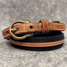 Dooney  Bourke Kids Belt Navy Canvas Brown Leather Brass Buckle Size 24