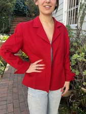 Vintage Linda Allard Ellen Tracy 14 100 Felted Wool Blazer Jacket Red