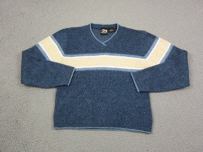 Vintage Rue 21 Sweater Womens Medium Blue Yellow V-Neck Knit Made in USA 90s Y2K