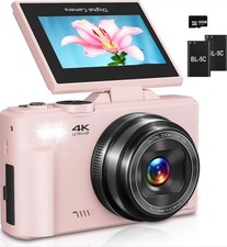Digital Camera for Photography, 4K Vlogging Camera for YouTube 3" 180  Flip Scre