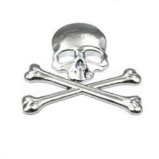 Universal Motorcycle Chrome Skull Skeleton Sticker Decals Metal Chopper Touring
