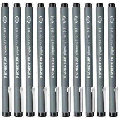 Staedtler 0.1 Mm Pigment Liner Fineliner Sketching Drawing Drafting Pens Pack Of