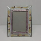 Vintage Leaded Stained Glass  Picture Frame Dried Flowers Tiffany Style