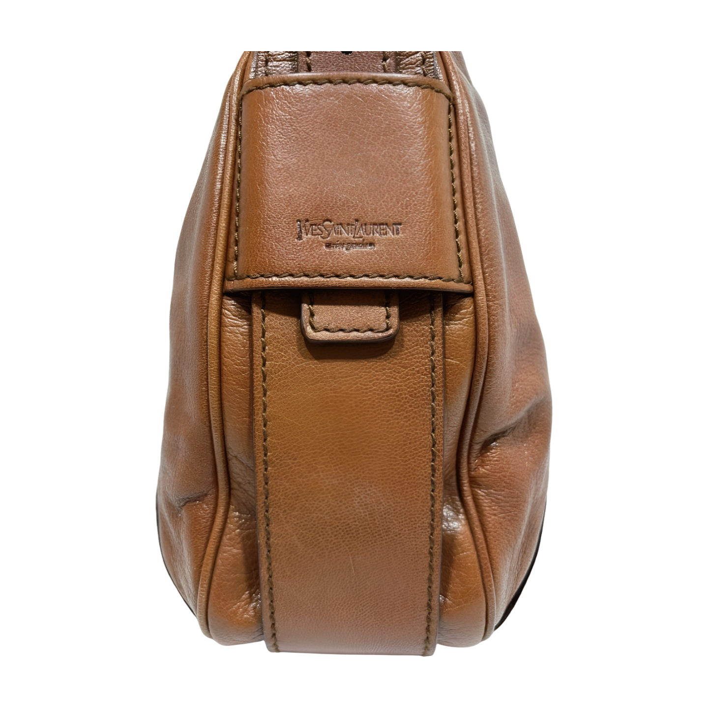 Borsa hobo originale YSL Yves Saint Laurent Mombasa manico metallo pelle marrone vintage