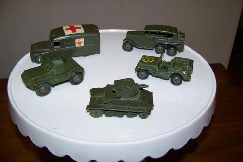 Vintage Lot Of Dinky Toys Military Vehicles Tanks Ambulance Jeep Long Automobile